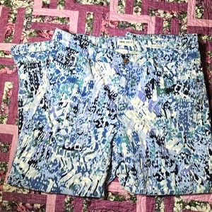 😃 - Nine West Chrystie Capris Crop Size 12 Blue White Relaxed Stretch